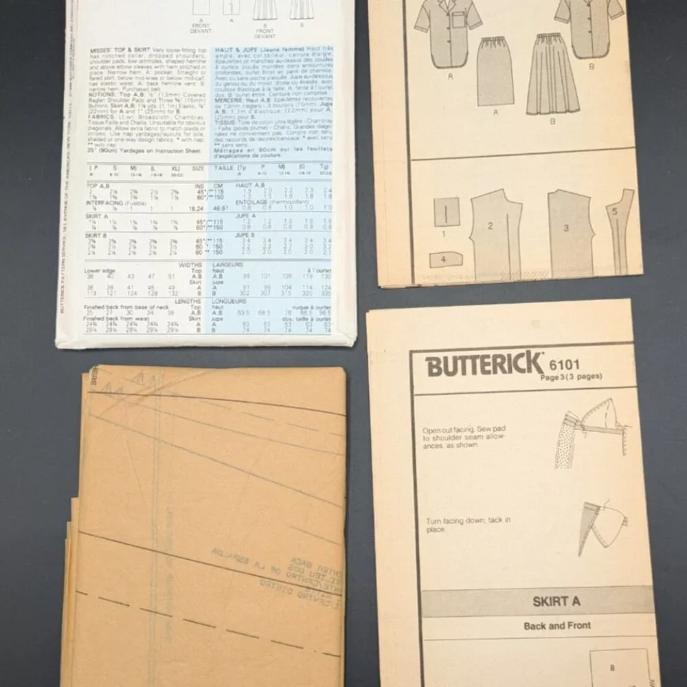 Butterick Sewing Pattern 6101 Misses Top and Skirt Sizes L XL Fast Easy Uncut - Picture 4 of 4